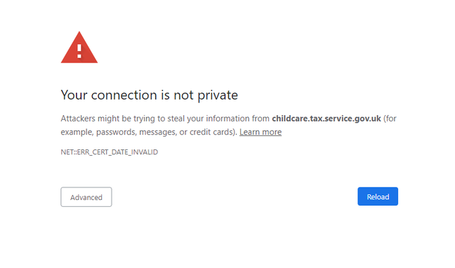 https://childcare.tax.service.gov.uk/ cert expired