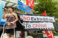 A Hong Kong protest unhappy with looming Chinese rule