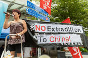 A Hong Kong protest unhappy with looming Chinese rule