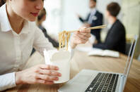 Eating takeout at work