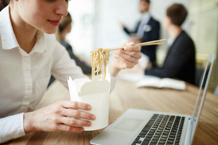 Eating takeout at work