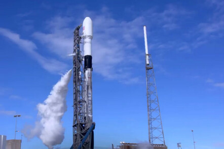 falcon 9 takes off
