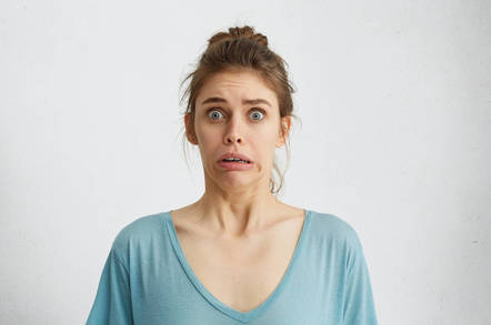 A woman panicking