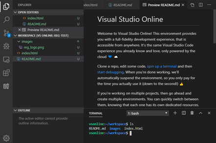Visual Studio Online lets you connect to an development environment on Azure