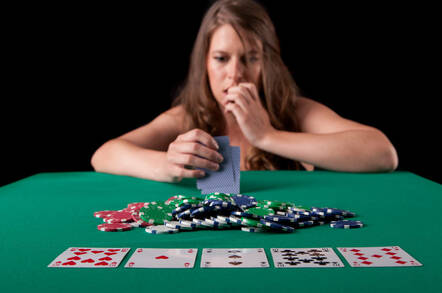 A woman playing poker