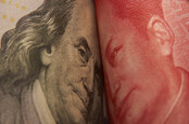 US and Chinese currency facing off