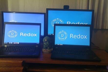 Laptops running Redox, a new operating system written in Rust