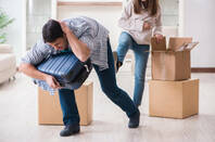 Woman evicting man from house