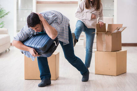 Woman evicting man from house
