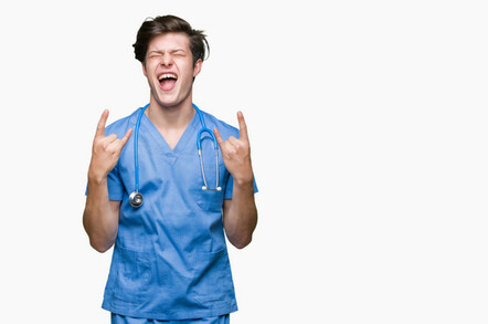 The scrubs and stethoscope? They're from Accounts' Halloween party. You reckon this life support machine needs turning off and on again, Simon?