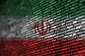 Iranian flag made out of computer code