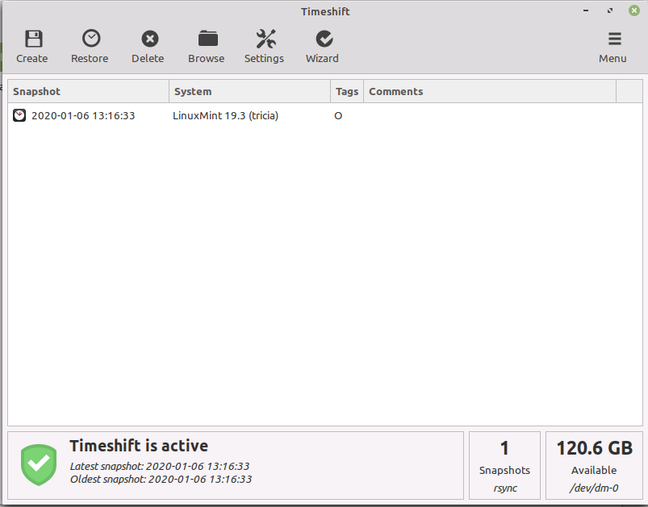 Timeshift creates system snapshots on a schedule of your choice