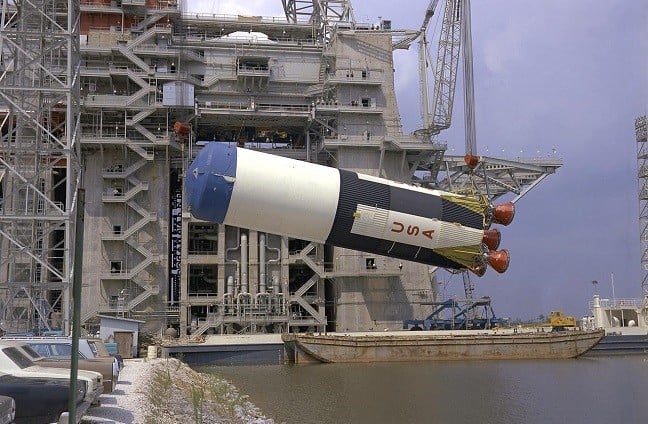 Saturn V at Test Stand (pic: NASA)