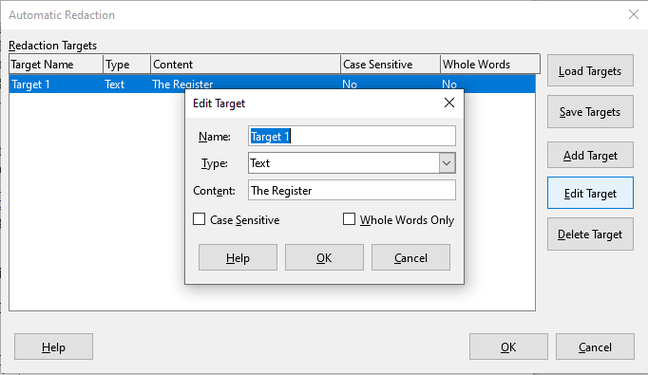 Auto redact in LibreOffice 6.4
