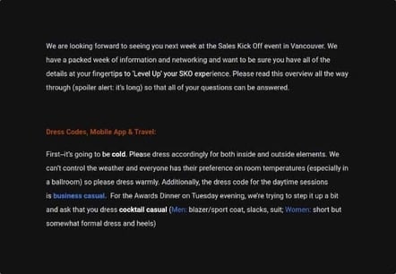 Screenshot of GitLab message to SKO attendees