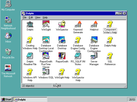 Delphi's various tools in Program Manager