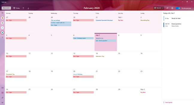 Windows Insider Calendar Preview (pic: Microsoft)