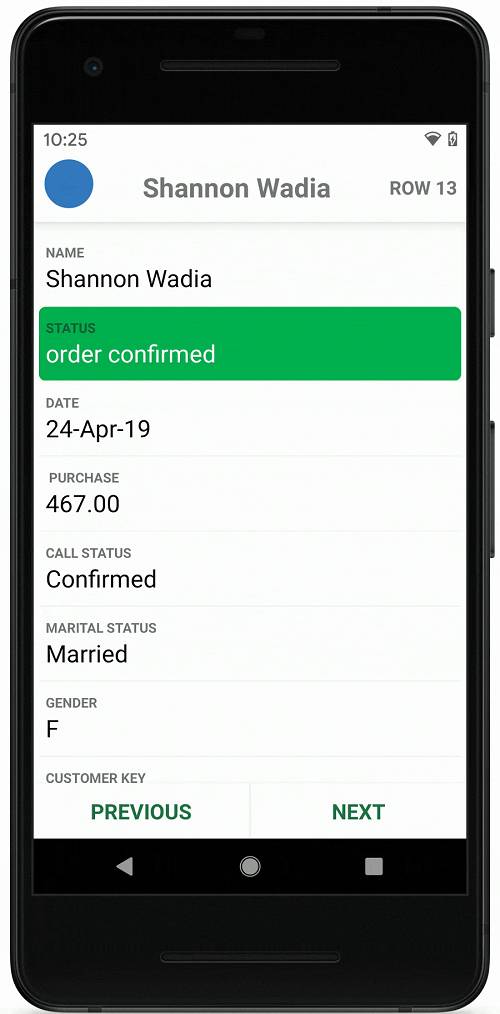 The forthcoming Card View in Excel Mobile