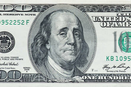 Benjamin Franklin crying on a $100 bill