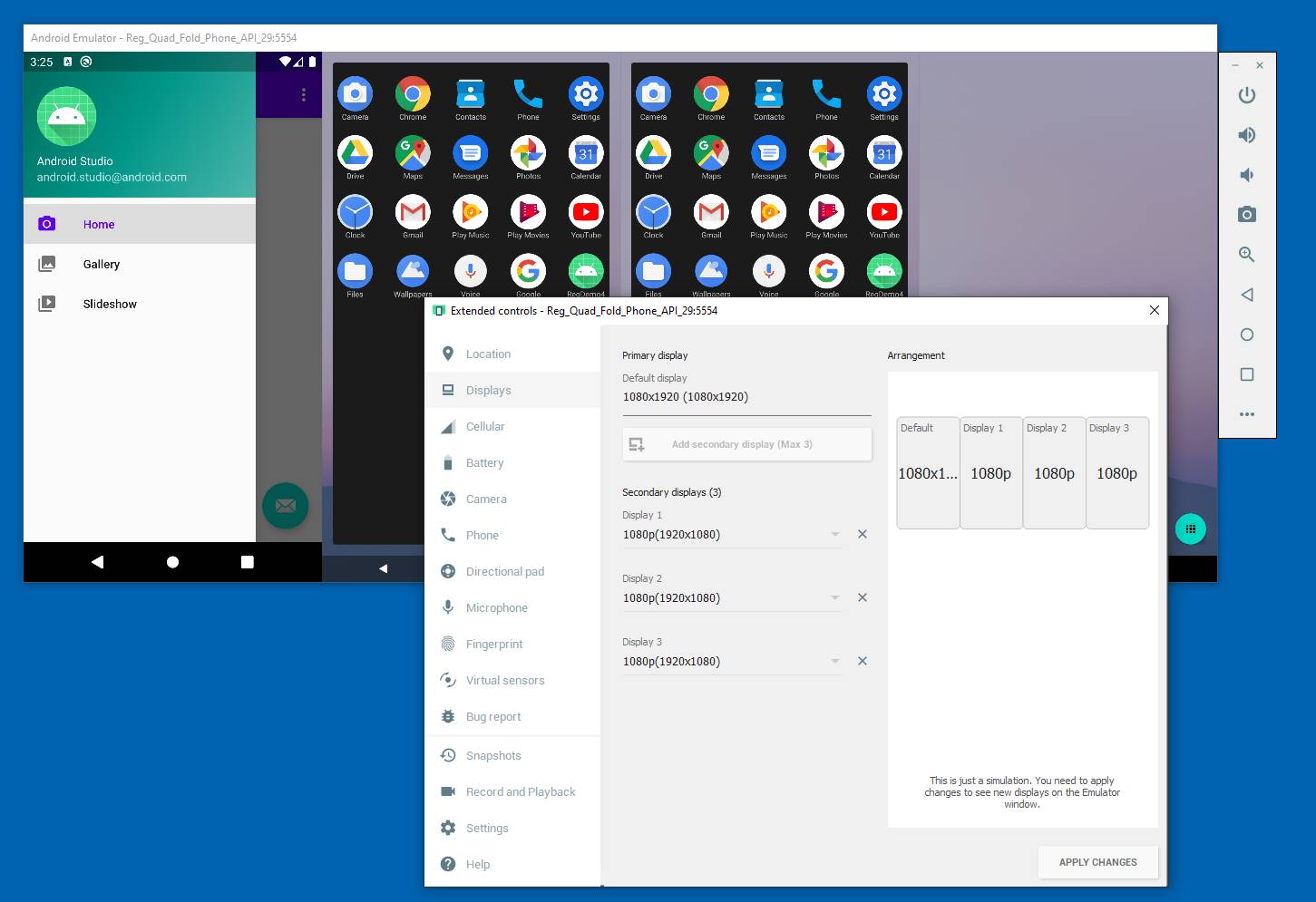 android emulator for windows 10 with multiple screens