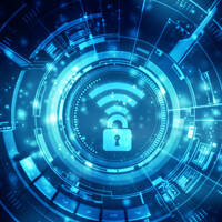 Illustration of a wireless logo and lock