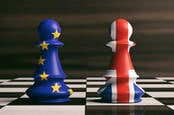UK and EU flags as chess pieces