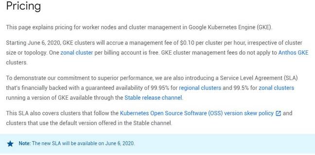 The new pricing for Google Kubernetes Engine, including management fee