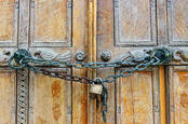 A locked and chained door