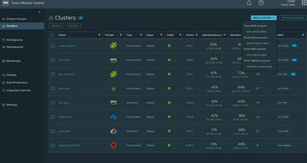 Tanzu Mission Control, for managing multiple K8s clusters across different clouds