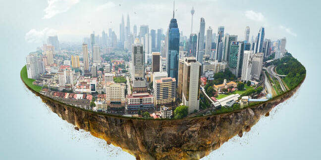 city floats in the air