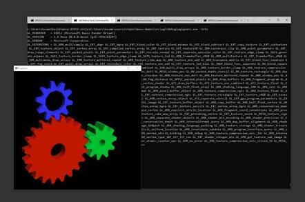 OpenGL Gears demo running on Windows via DirectX