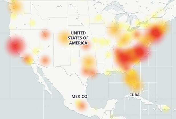 Google outage heat map