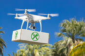 A drone delivery a food package