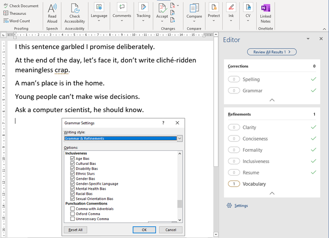 Word Editor gives a pass to most of our bad writing efforts