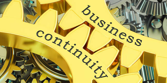 Illustration of business continuity involving cogs and gears