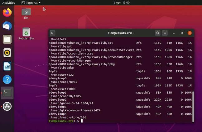 ZFS support is improved in this version, but still marked experimental