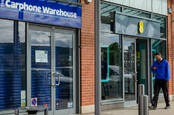 Carphone warehouse with iron shutters closed