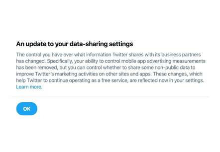 Twitter notification about data-sharing