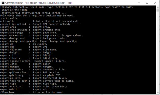 The Inkscape command shell on Windows