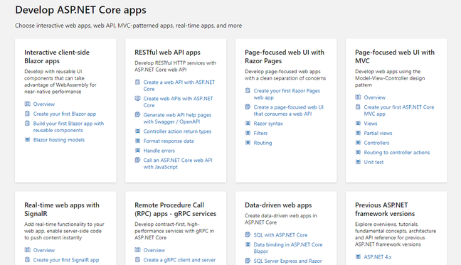 Microsoft presents some of the choices for ASP.NET Core