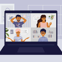 An illustration of people on a conference call