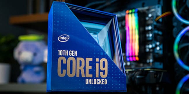 An Intel 10th Gen Core i9 processor in a box