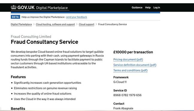Fraud consultancy service on G-cloud