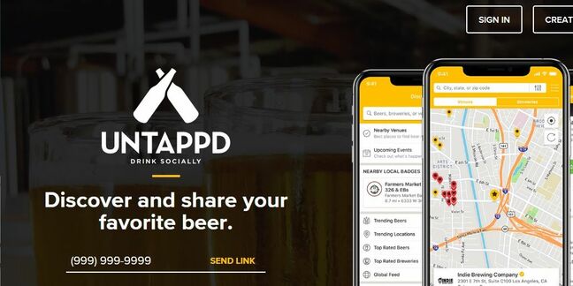 Untappd beer app homepage