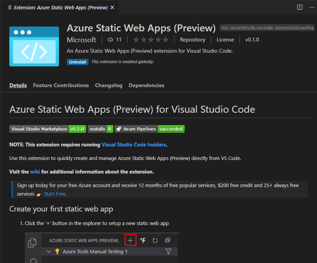 The Visual Studio Code extension for static web sites