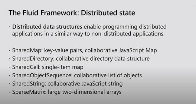 The heart of Fluid (on the client) is Distributed Data Structures, which have lots of built-in smarts