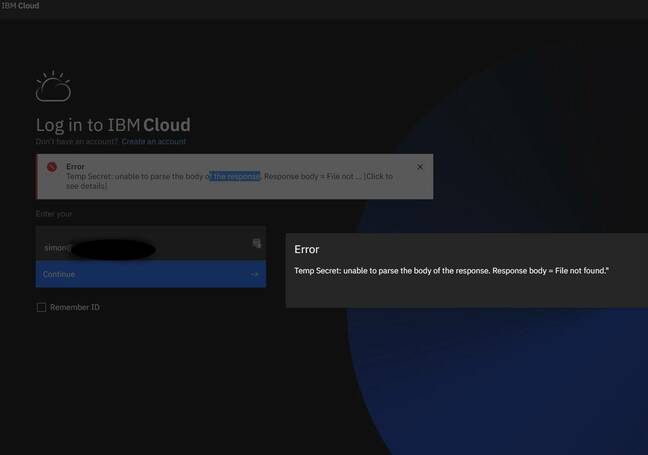 IBM cloud outage login