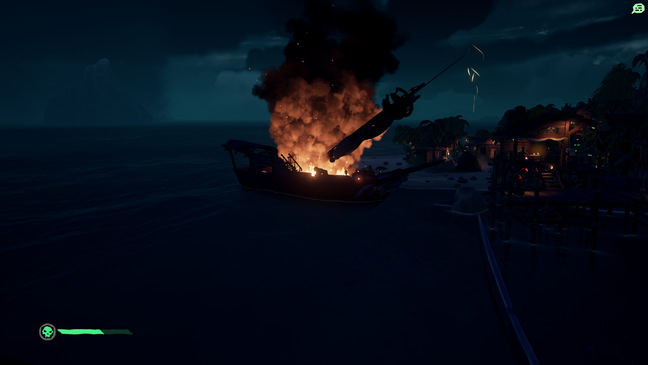 Found an unattended ship... It caught fire... No idea how...