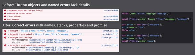 Debugging JavaScript Promise exceptions is more informative with updated developer tools in Firefox 78