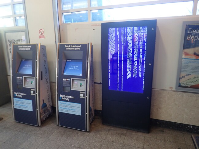 Southampton ticket machine BSOD